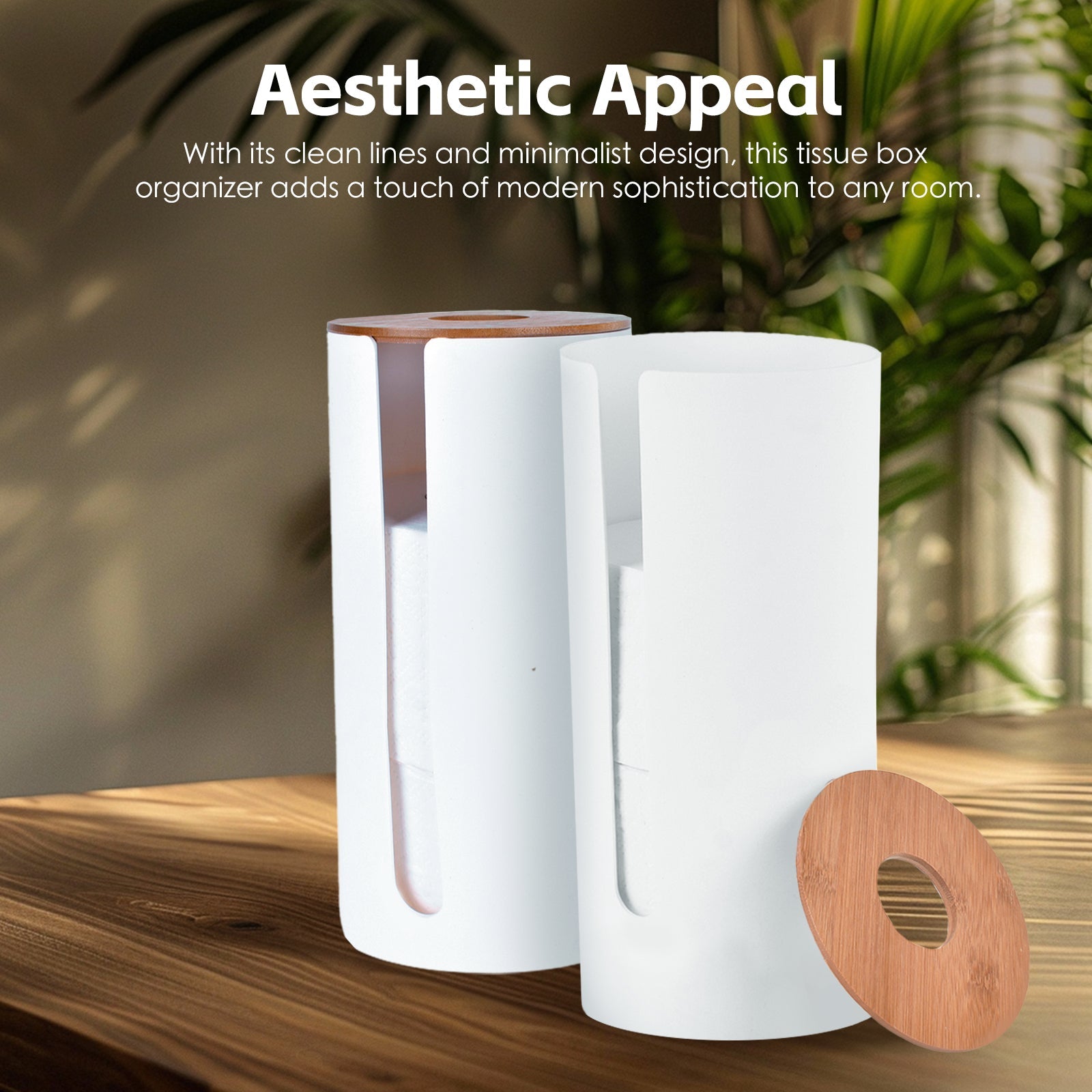 Bamboo Lid Toilet Roll Storage Holder V915-HO0314