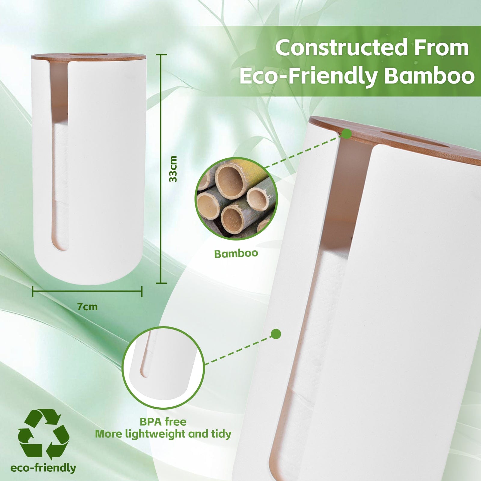 Bamboo Lid Toilet Roll Storage Holder V915-HO0314
