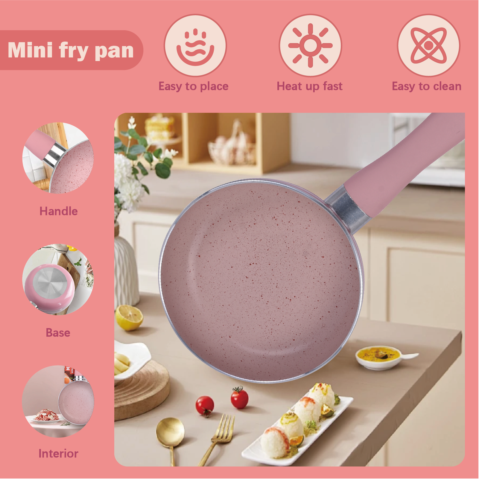 12cm Mini Non Stick Aluminium Frying Pan Round Egg Pan V915-HO0337