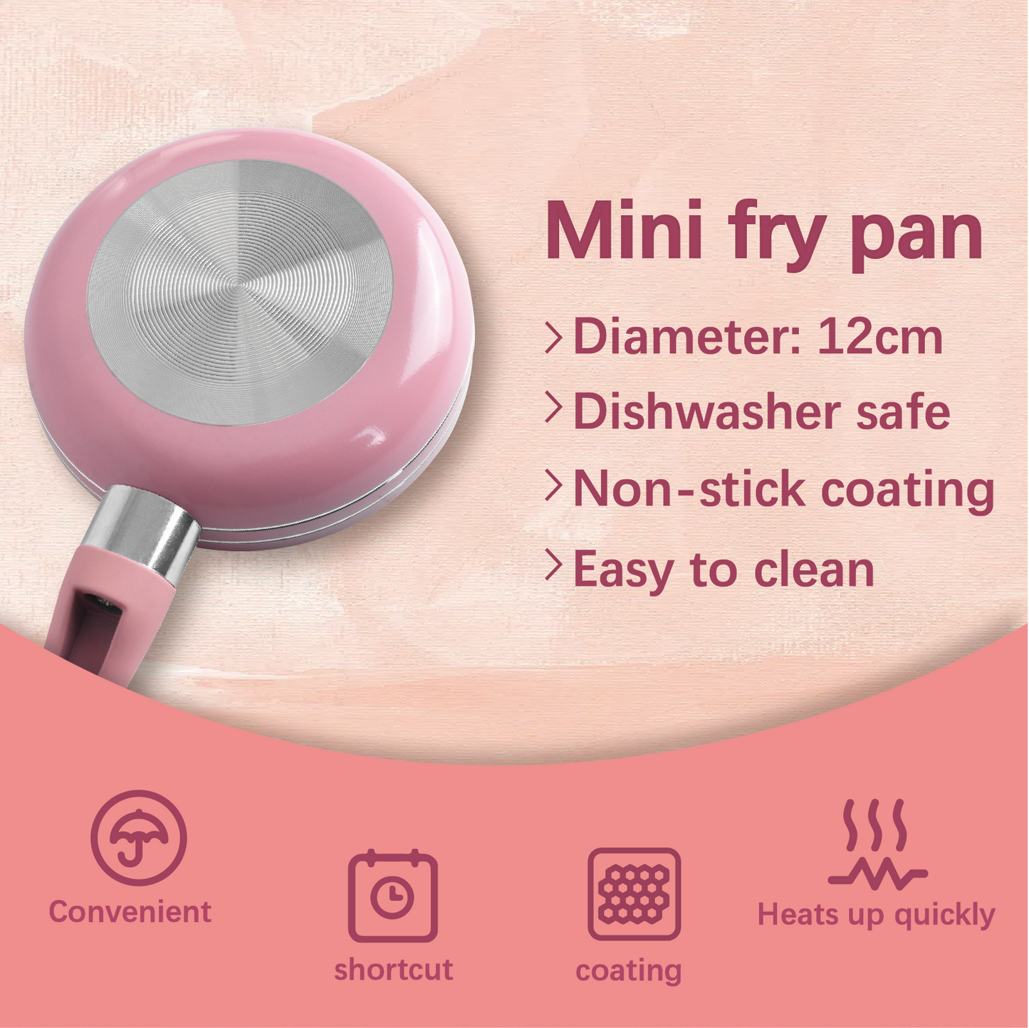 12cm Mini Non Stick Aluminium Frying Pan Round Egg Pan V915-HO0337