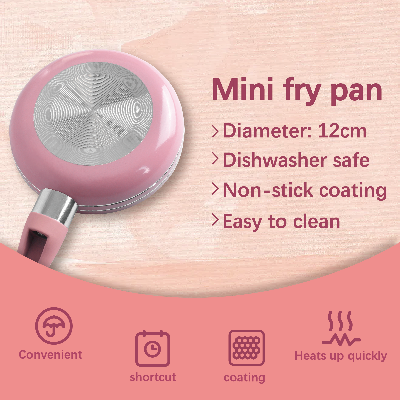 12cm Mini Non Stick Aluminium Frying Pan Round Egg Pan V915-HO0337