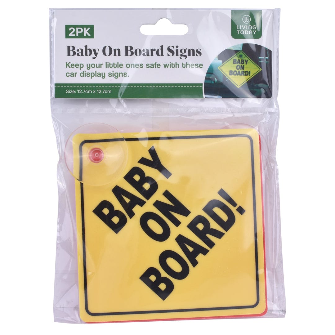 2 Pcs Baby On Board Car Safety Sign 13x13cm V915-HO0346