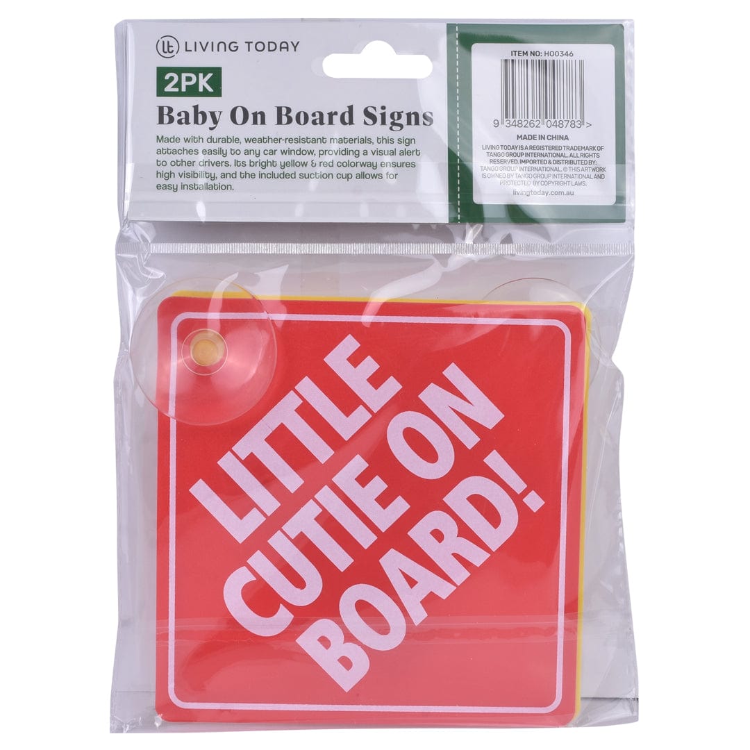 2 Pcs Baby On Board Car Safety Sign 13x13cm V915-HO0346