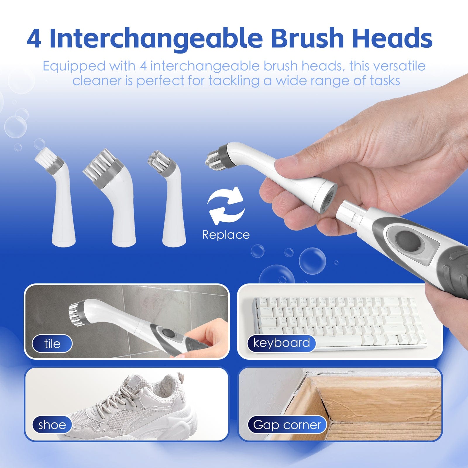 Battery Operated Scrubber Brush with 4 Interchangeable Heads V915-HO0363