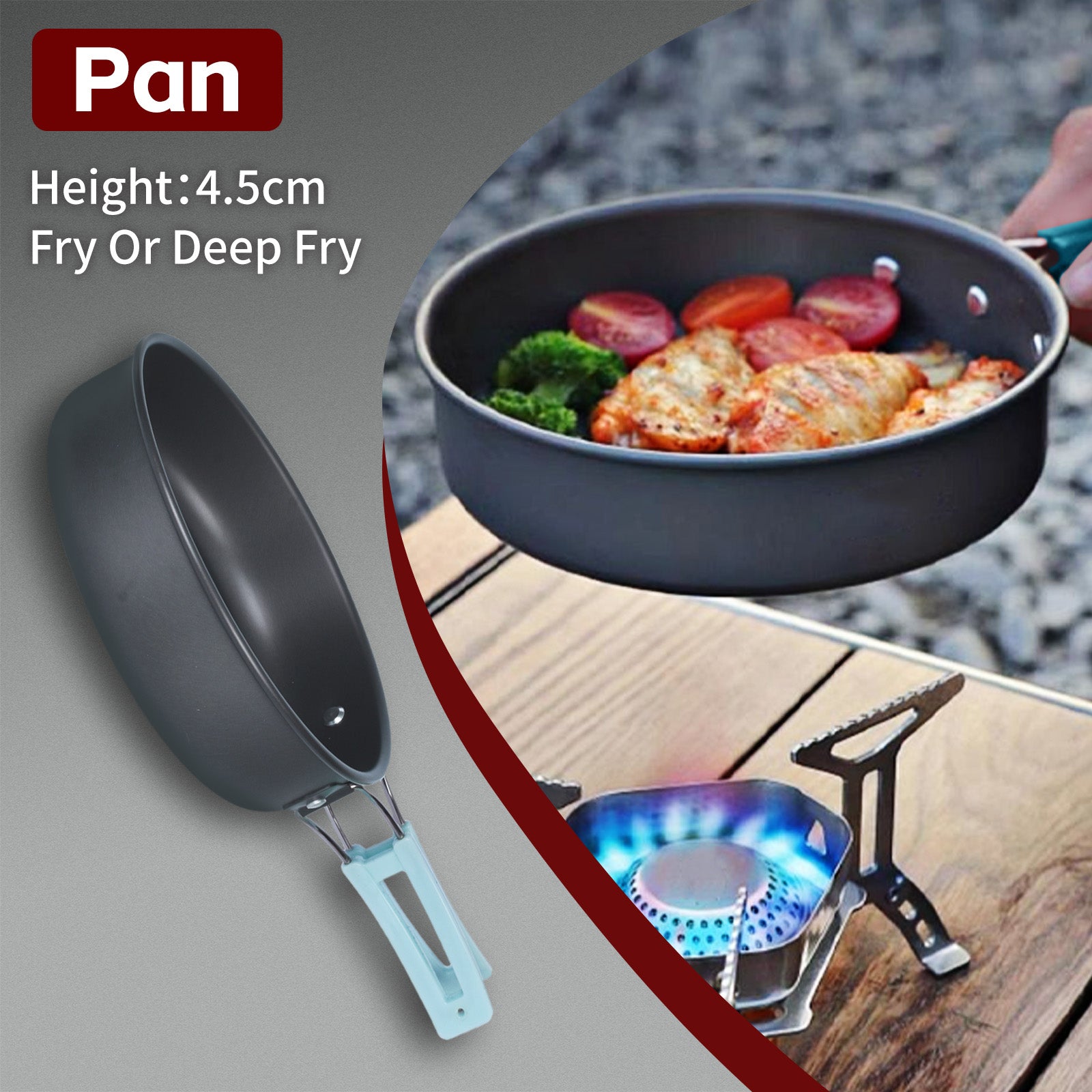 3Pcs Camping Cooking Set - Lightweight Anodised Aluminium Outdoor Cookware Kit with Heat-Resistant Handles V915-HO0404