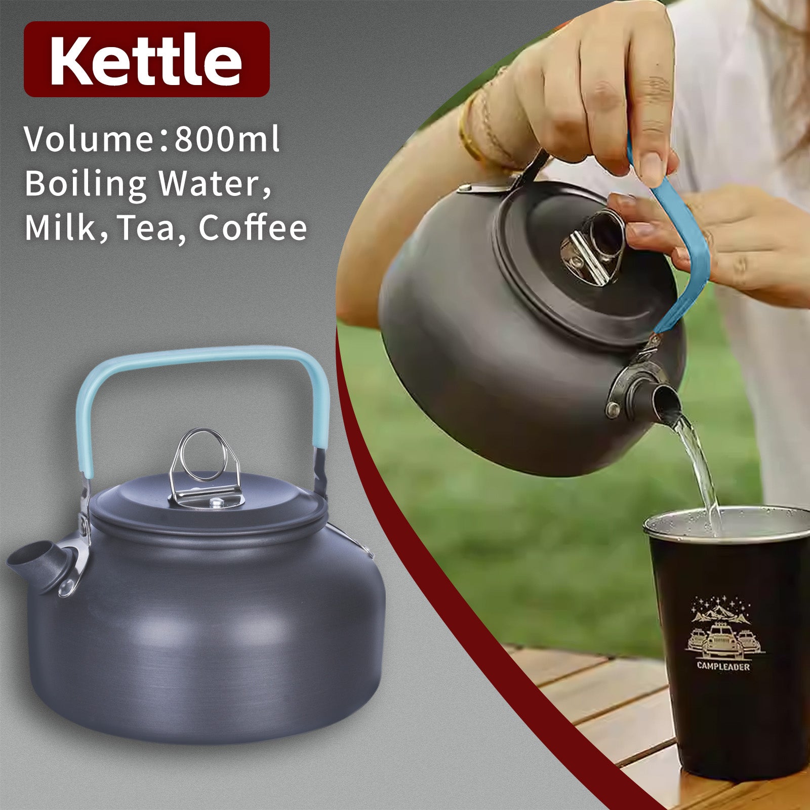 3Pcs Camping Cooking Set - Lightweight Anodised Aluminium Outdoor Cookware Kit with Heat-Resistant Handles V915-HO0404