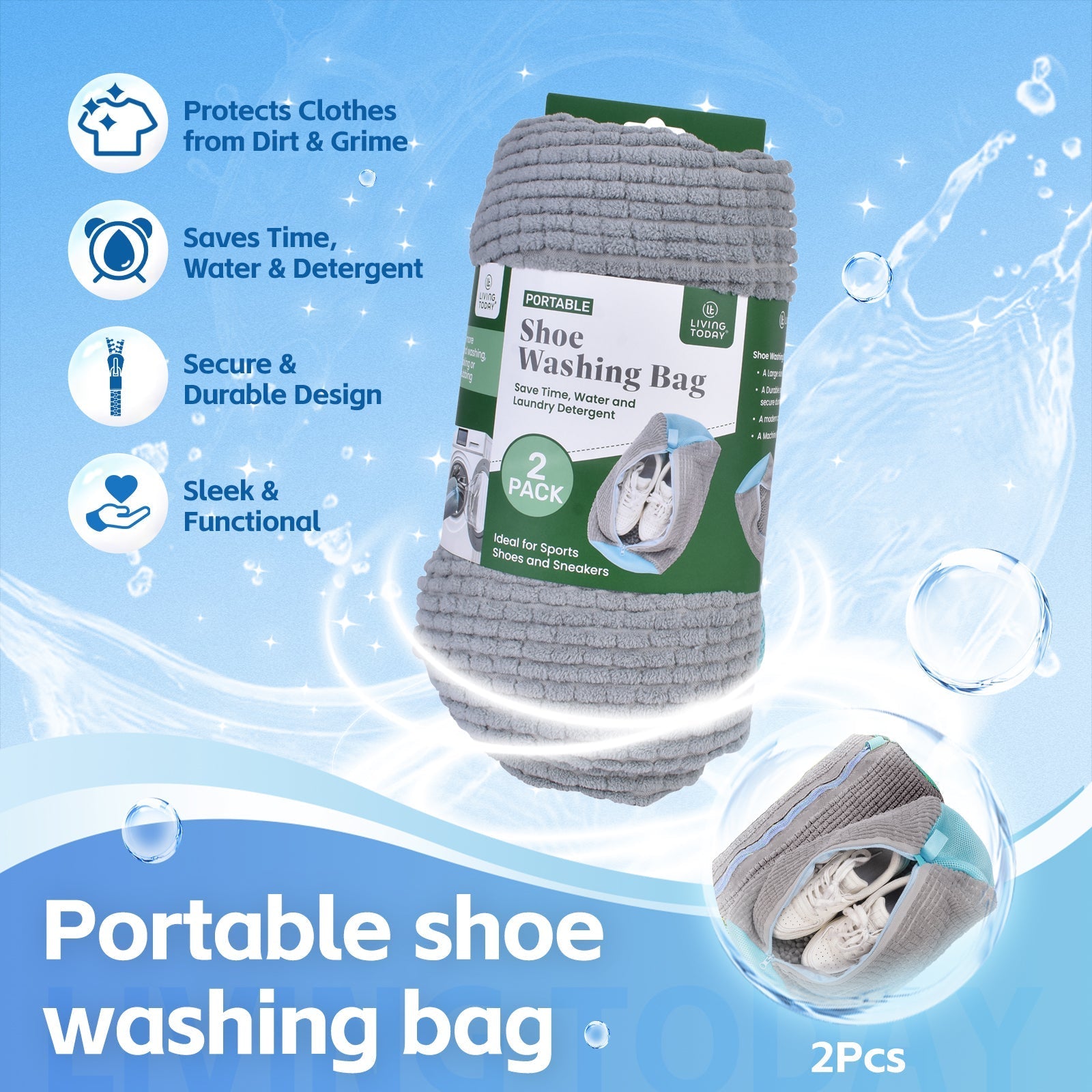 2Pcs Portable Shoe Washing Bag V915-HO0411