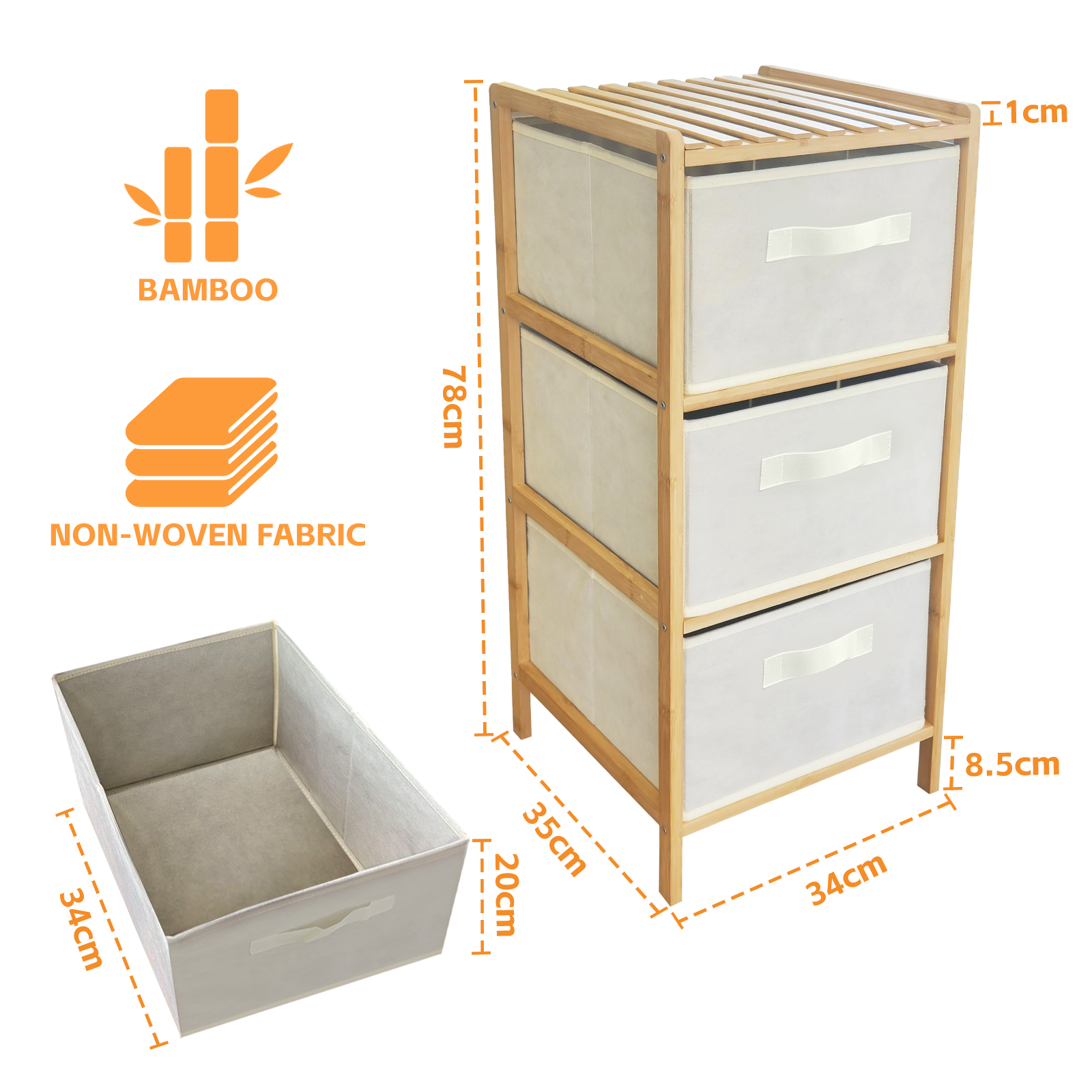 3 Drawer Bammboo Storage Chest V915-HO0421