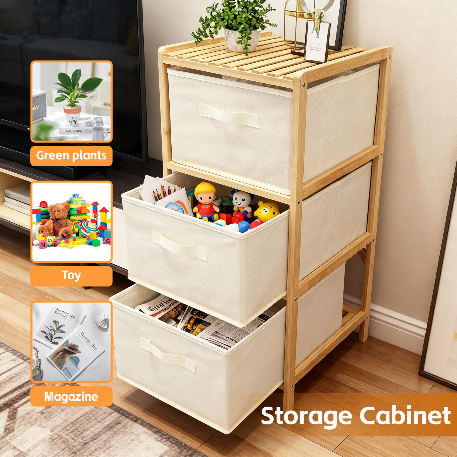 3 Drawer Bammboo Storage Chest V915-HO0421