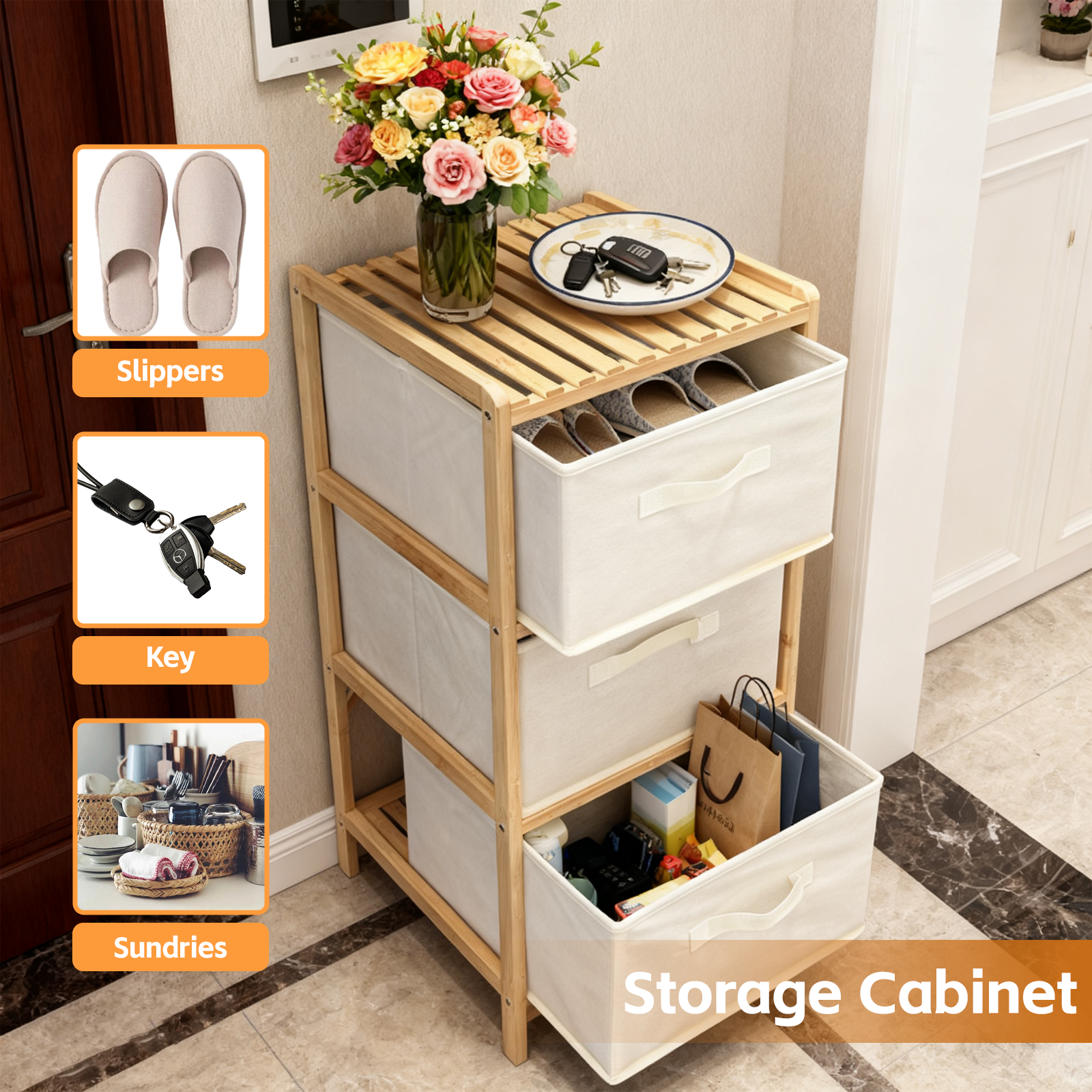3 Drawer Bammboo Storage Chest V915-HO0421