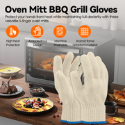 1 Pair 5 Finger Oven Mitt BBQ Grill Gloves V915-KB0057
