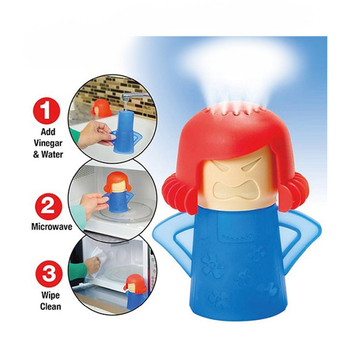 3 Pcs MAD MAMA Microwave Cleaner - BPA-Free Steam Cleaning (Assorted Colors) V915-KU0102X3