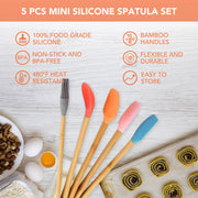 5pc Mini Silicone and Bamboo Utensils Set Nonstick Cookware V915-KU0200