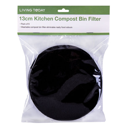 Living Today 6PC Kitchen Compost Bin Filter 13cm V915-KU0214
