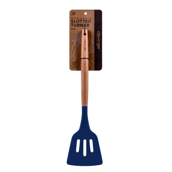 Beechwood & silicone slotted turner navy V915-KU0241