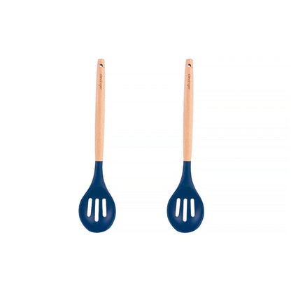 2pcs Beechwood & silicone slotted spoon navy V915-KU0250X2