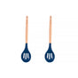 2pcs Beechwood & silicone slotted spoon navy V915-KU0250X2