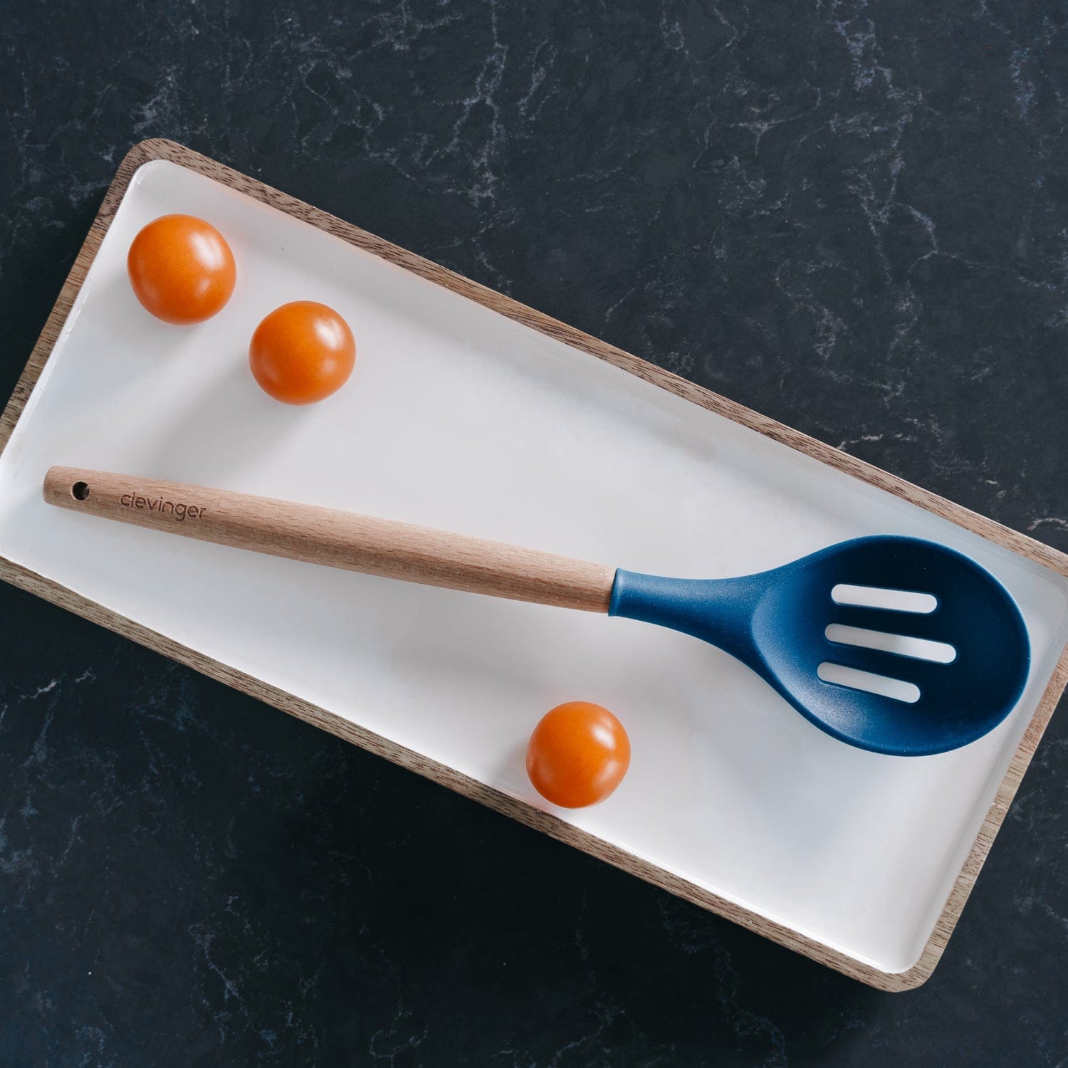2pcs Beechwood & silicone slotted spoon navy V915-KU0250X2