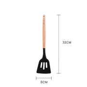 Beechwood & silicone slotted turner charcoal V915-KU0252