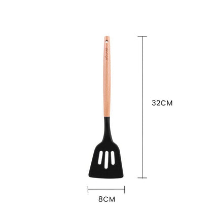 Beechwood & silicone slotted turner charcoal V915-KU0252