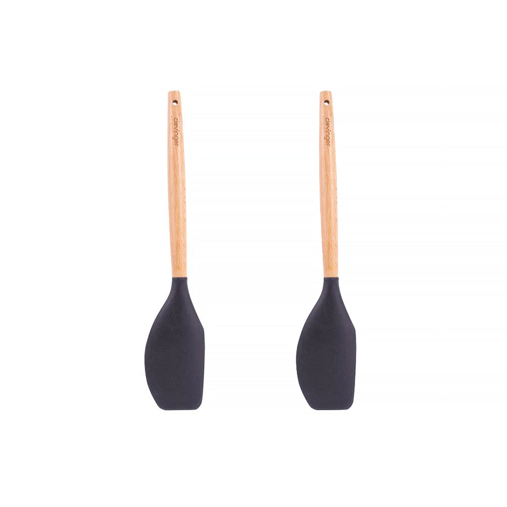 2pcs Beechwood & silicone spatula charcoal V915-KU0255X2
