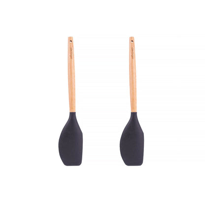 2pcs Beechwood & silicone spatula charcoal V915-KU0255X2