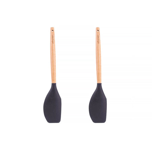 2pcs Beechwood & silicone spatula charcoal V915-KU0255X2