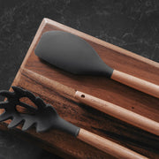 2pcs Beechwood & silicone spatula charcoal V915-KU0255X2