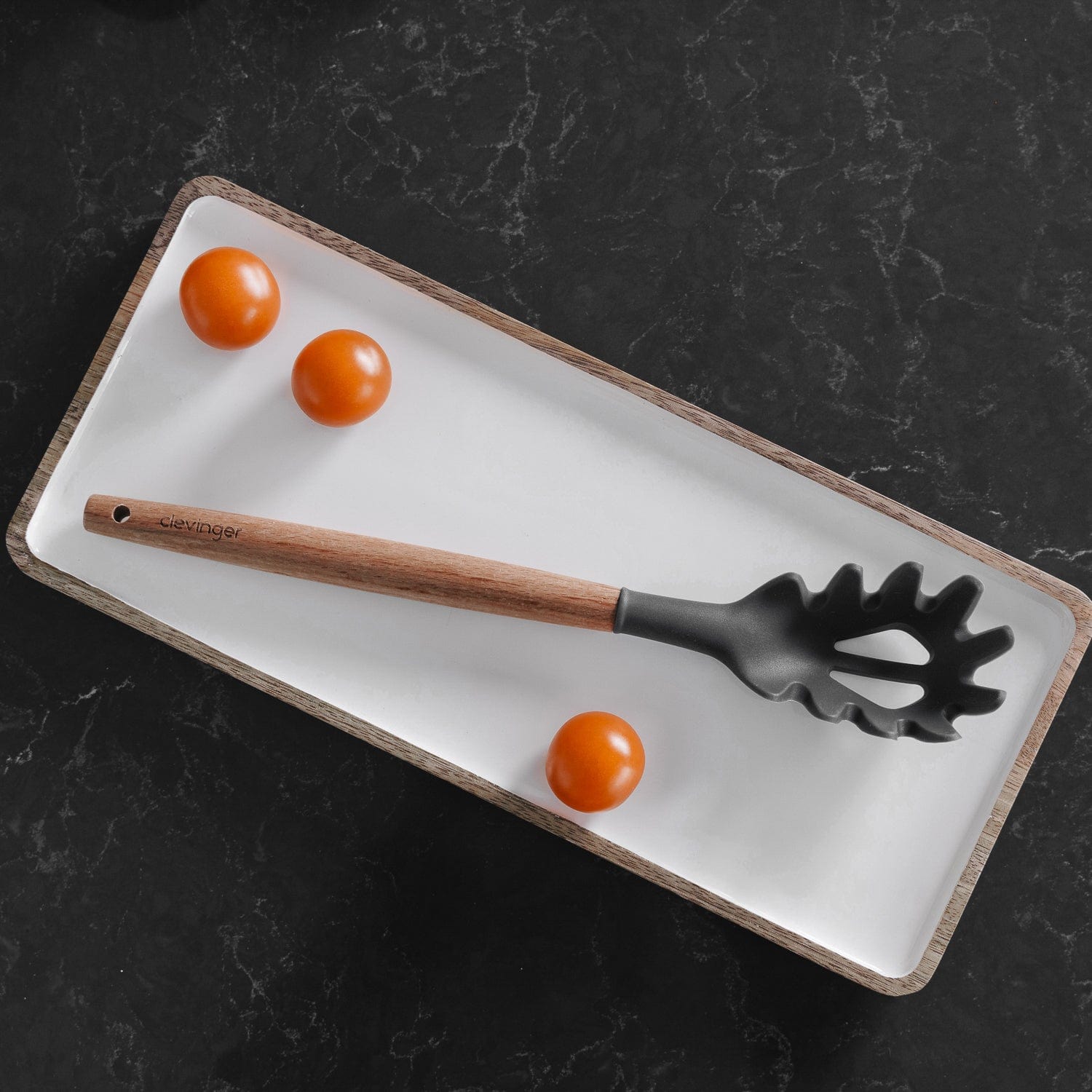 Beechwood & silicone pasta spoon charcoal V915-KU0256