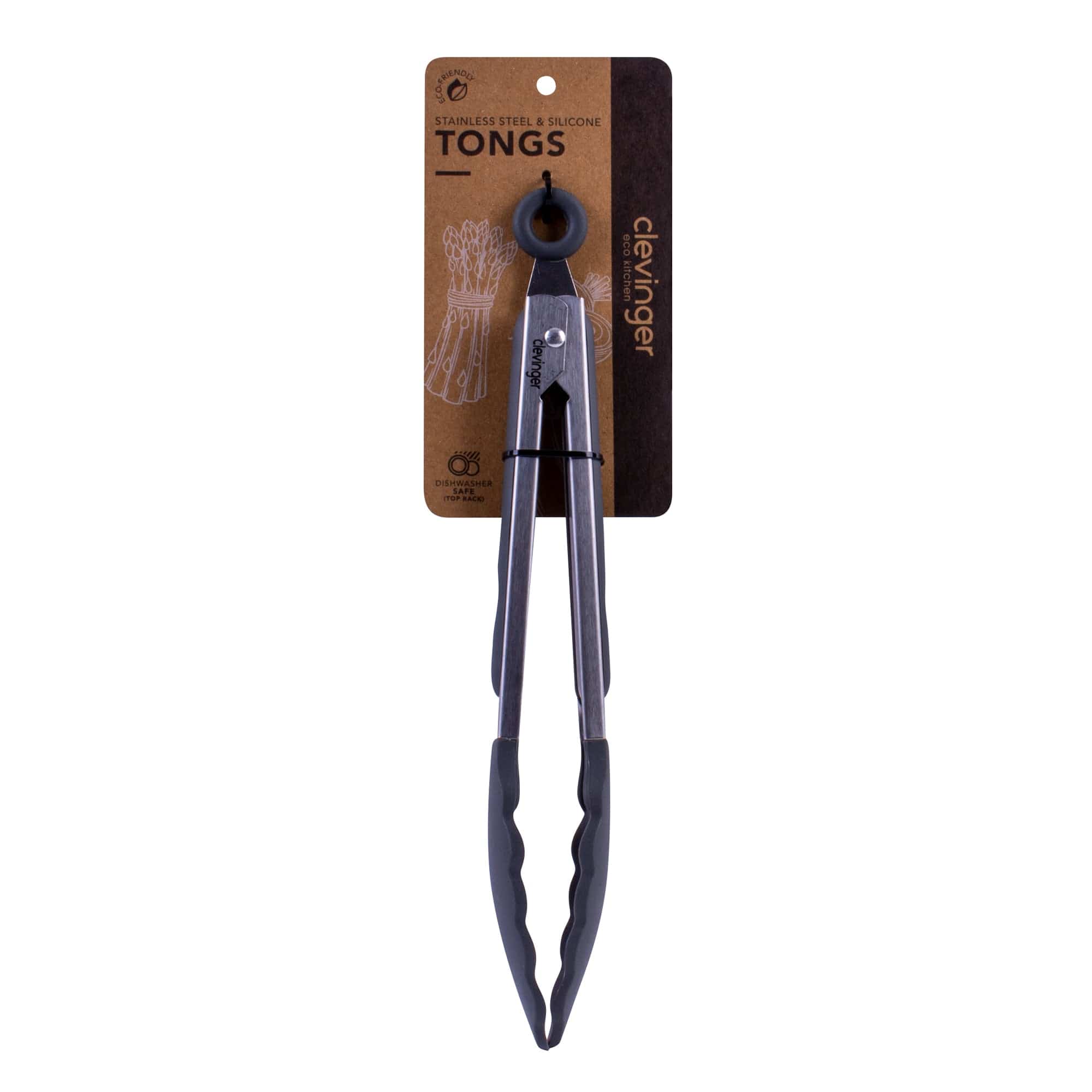 Stainless steel & silicone tongs charcoal V915-KU0258