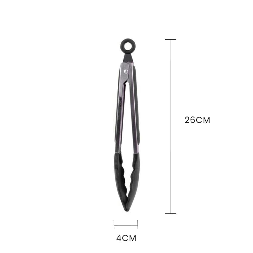 Stainless steel & silicone tongs charcoal V915-KU0258