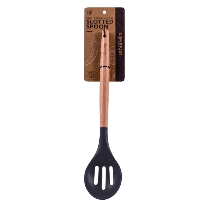Beechwood & silicone slotted spoon charcoal V915-KU0261