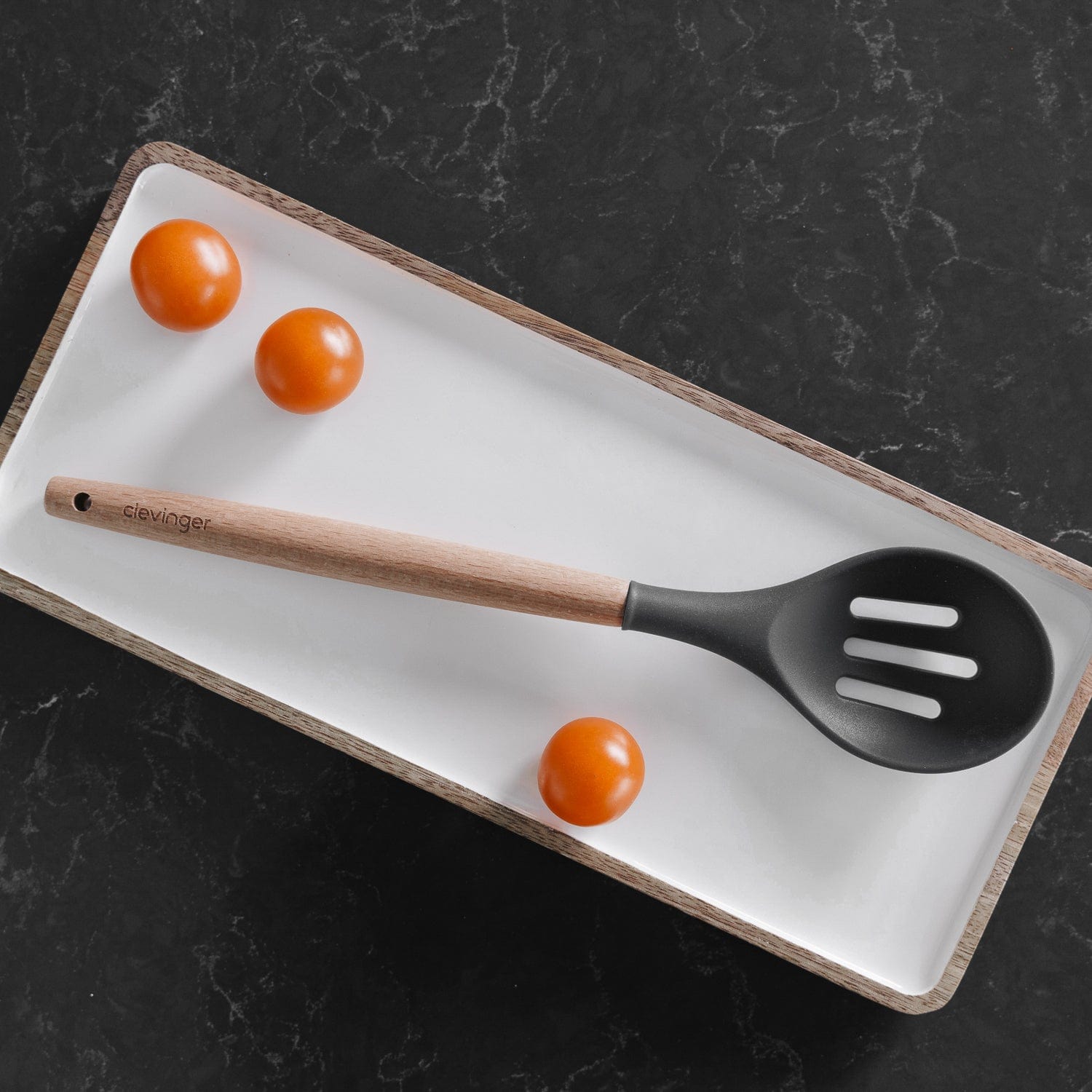 Beechwood & silicone slotted spoon charcoal V915-KU0261