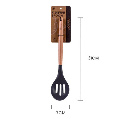 Beechwood & silicone slotted spoon charcoal V915-KU0261