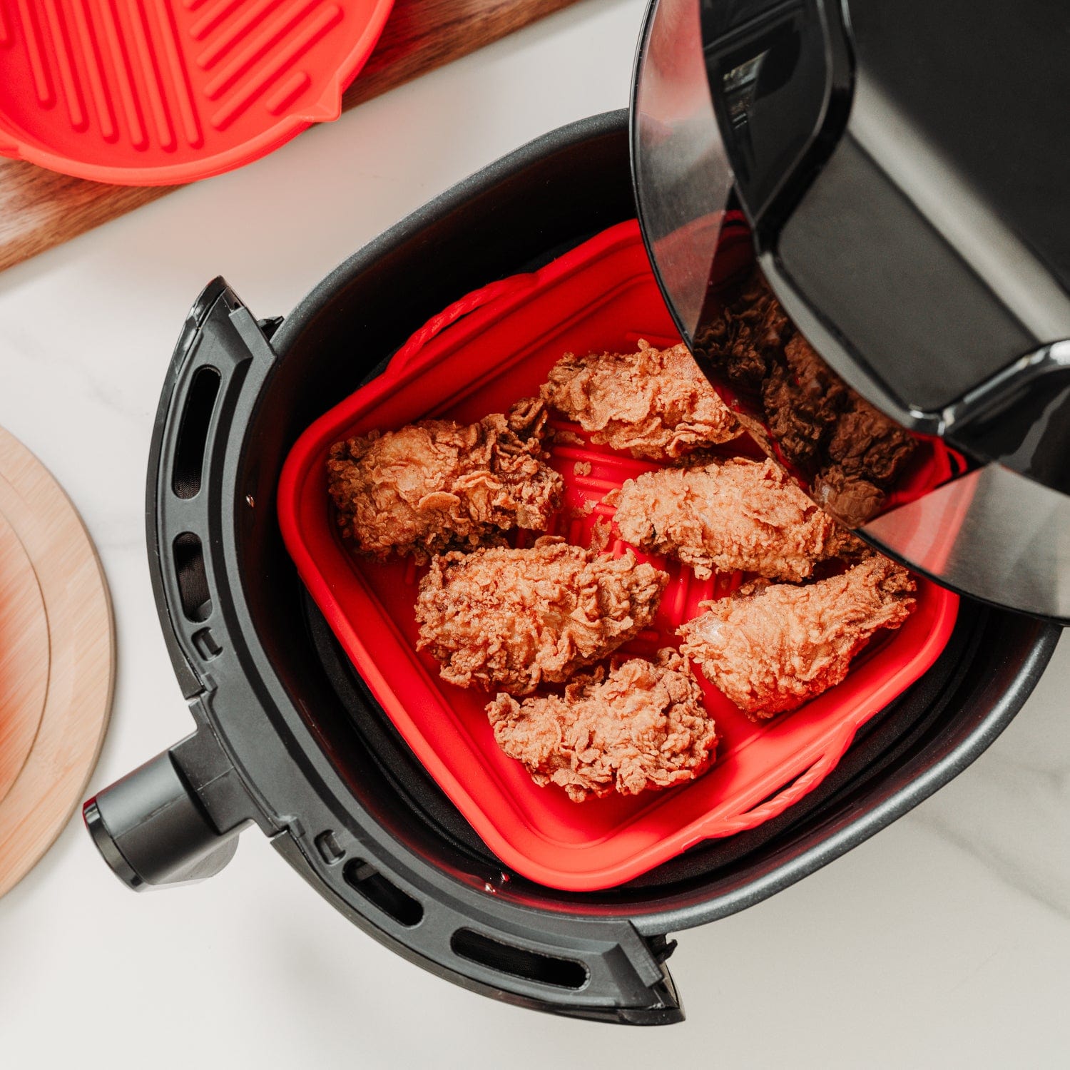 Collapsible Silicone Air Fryer Oven Microwave Liner Square V915-KU0282