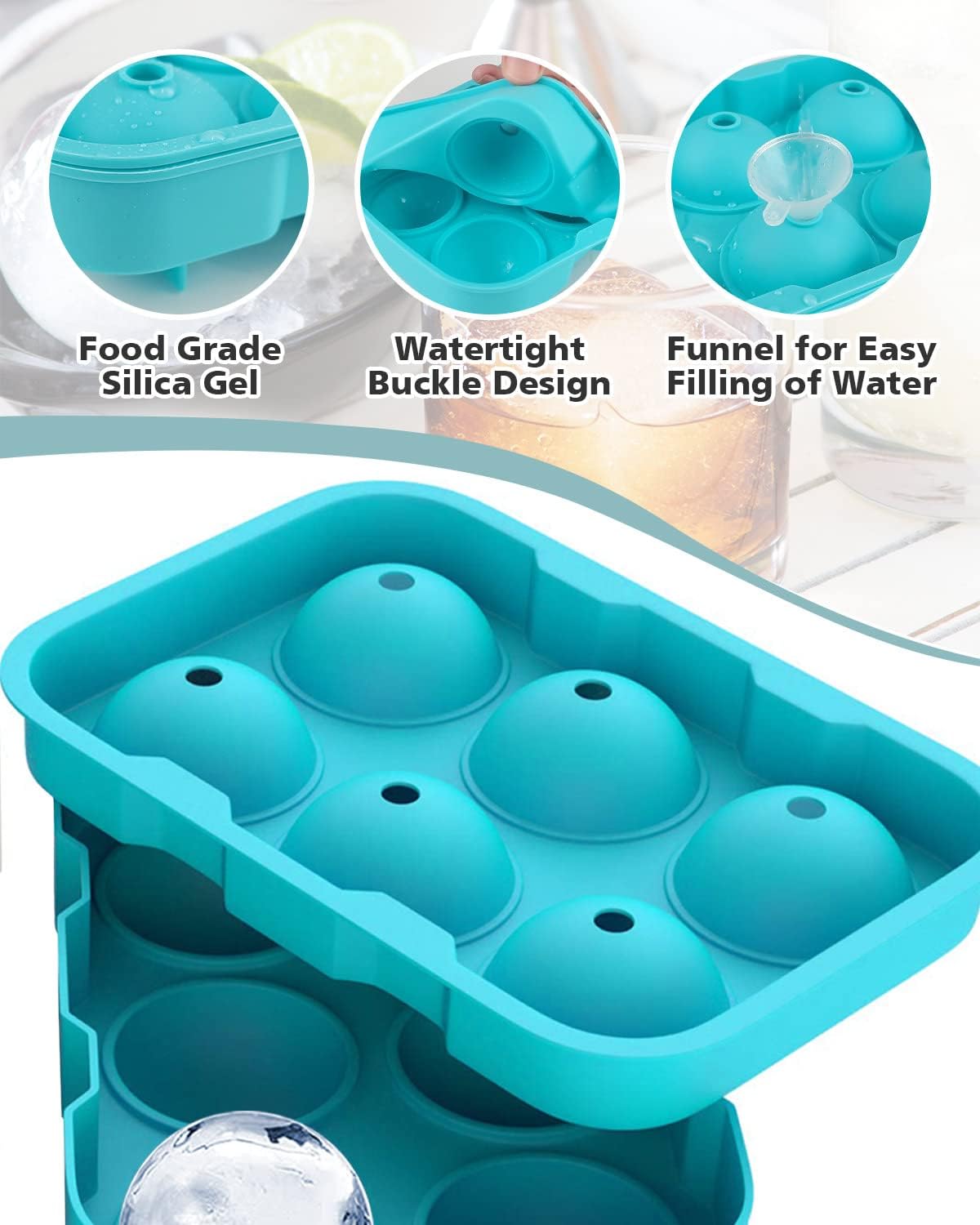 Easy Pop Silicone 6 Sphere Ice Cube Tray V915-KU0324