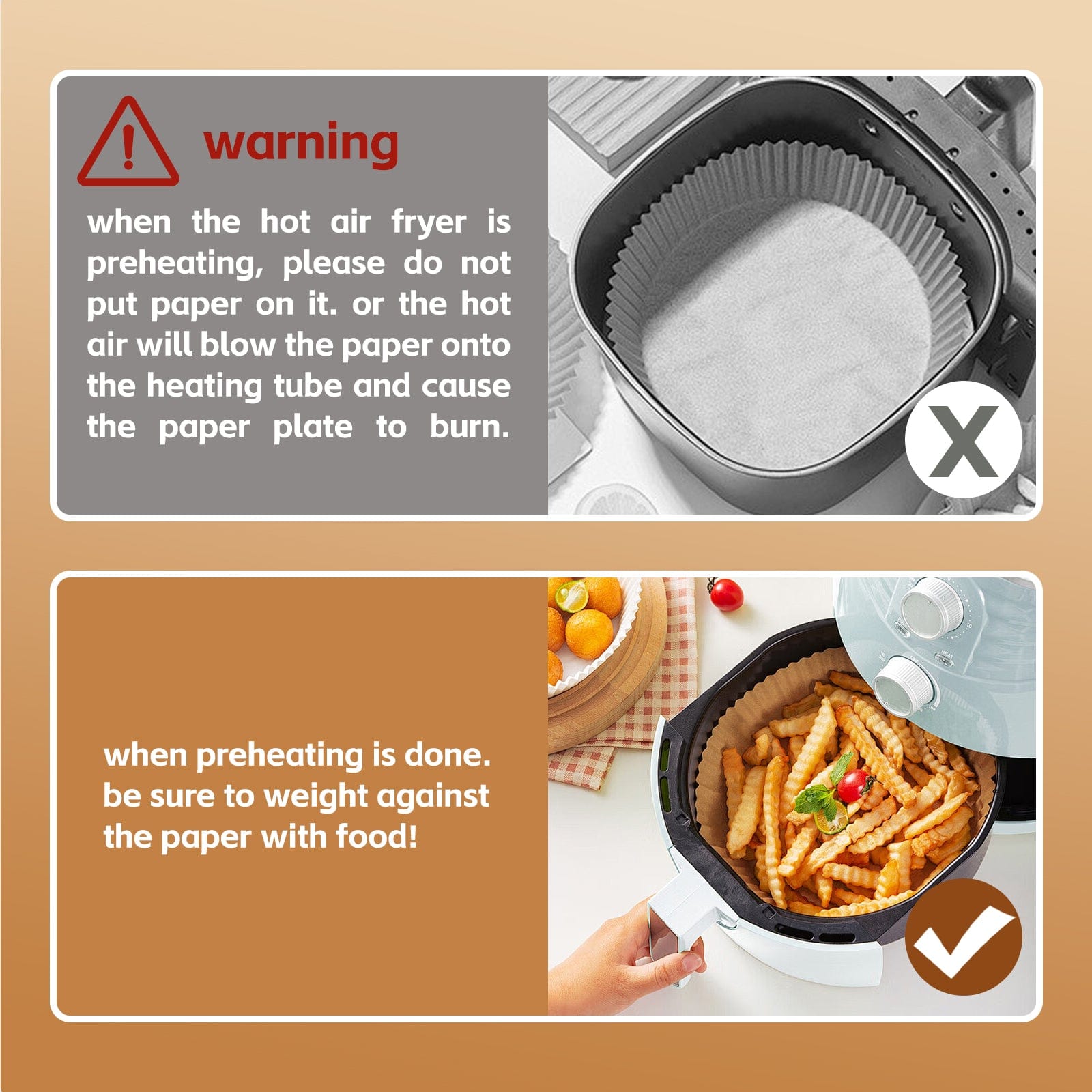 100 Pcs 20cm Round Disposable Unbleached Silicone Paper Dish Air-fryer Liner V915-KU0330