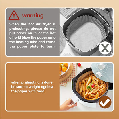 100 Pcs 20cm Round Disposable Unbleached Silicone Paper Dish Air-fryer Liner V915-KU0330