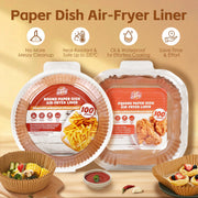 100 Pcs 16.5cm Square Disposable Unbleached Silicone Paper Dish Air-fryer Liner V915-KU0331