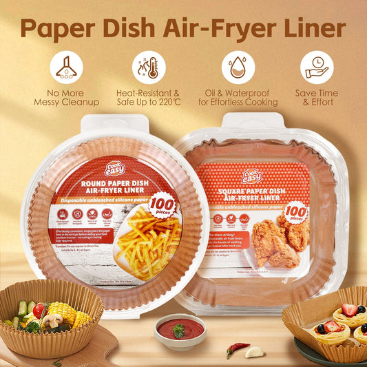 100 Pcs 16.5cm Square Disposable Unbleached Silicone Paper Dish Air-fryer Liner V915-KU0331