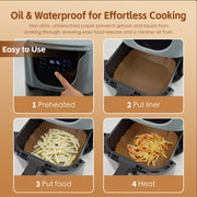 100 Pcs 16.5cm Square Disposable Unbleached Silicone Paper Dish Air-fryer Liner V915-KU0331