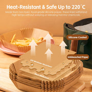 100 Pcs 20cm Square Disposable Unbleached Silicone Paper Dish Air-fryer Liner V915-KU0332