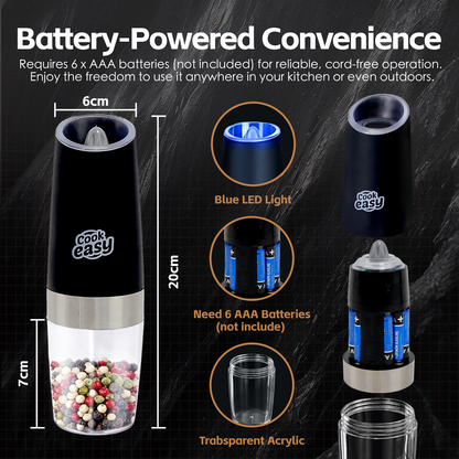 2 Pcs Gravity Sensor Electric Salt and Pepper Spice Grinder V915-KU0337X2
