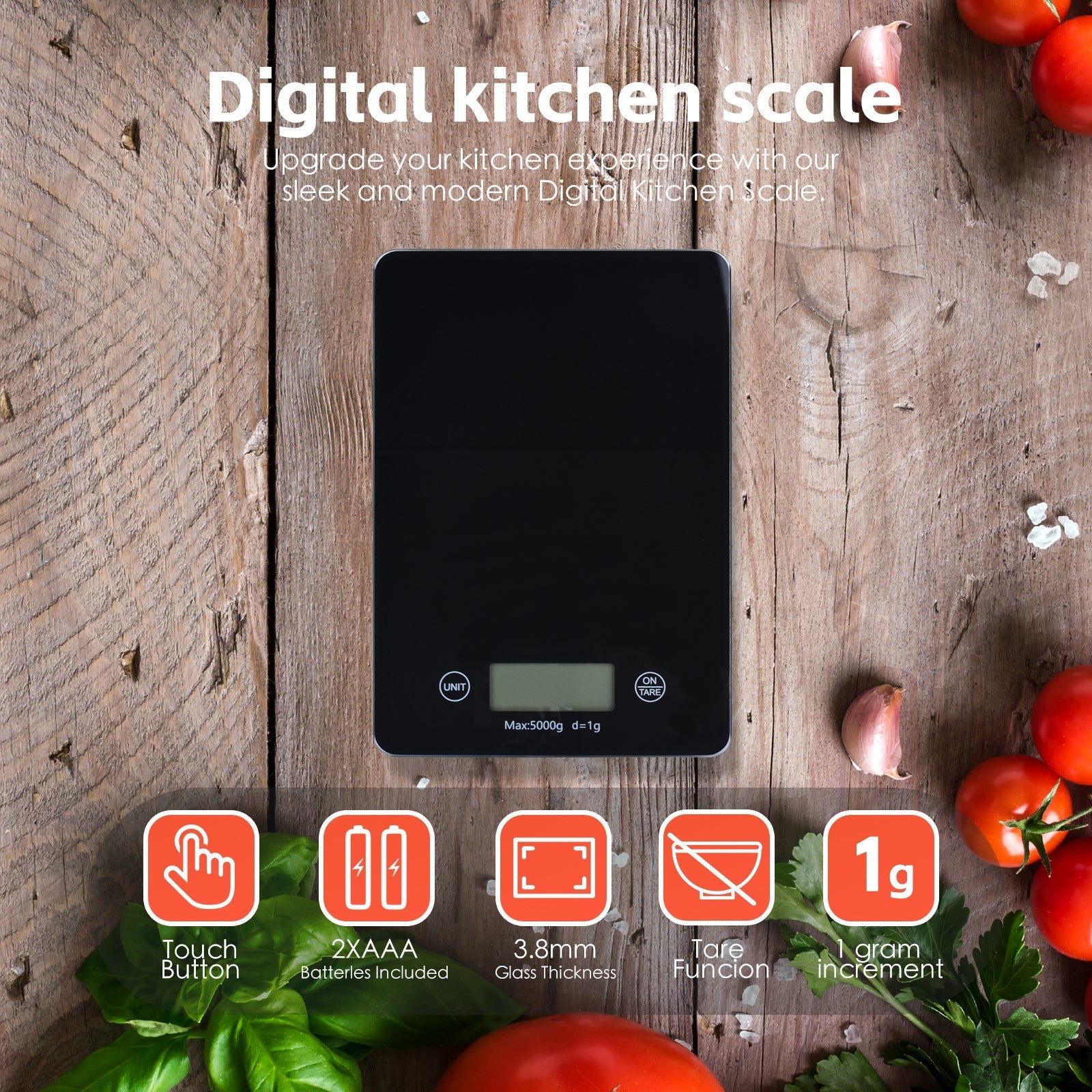 5KG Digital Glass Kitchen Scale V915-KU0339