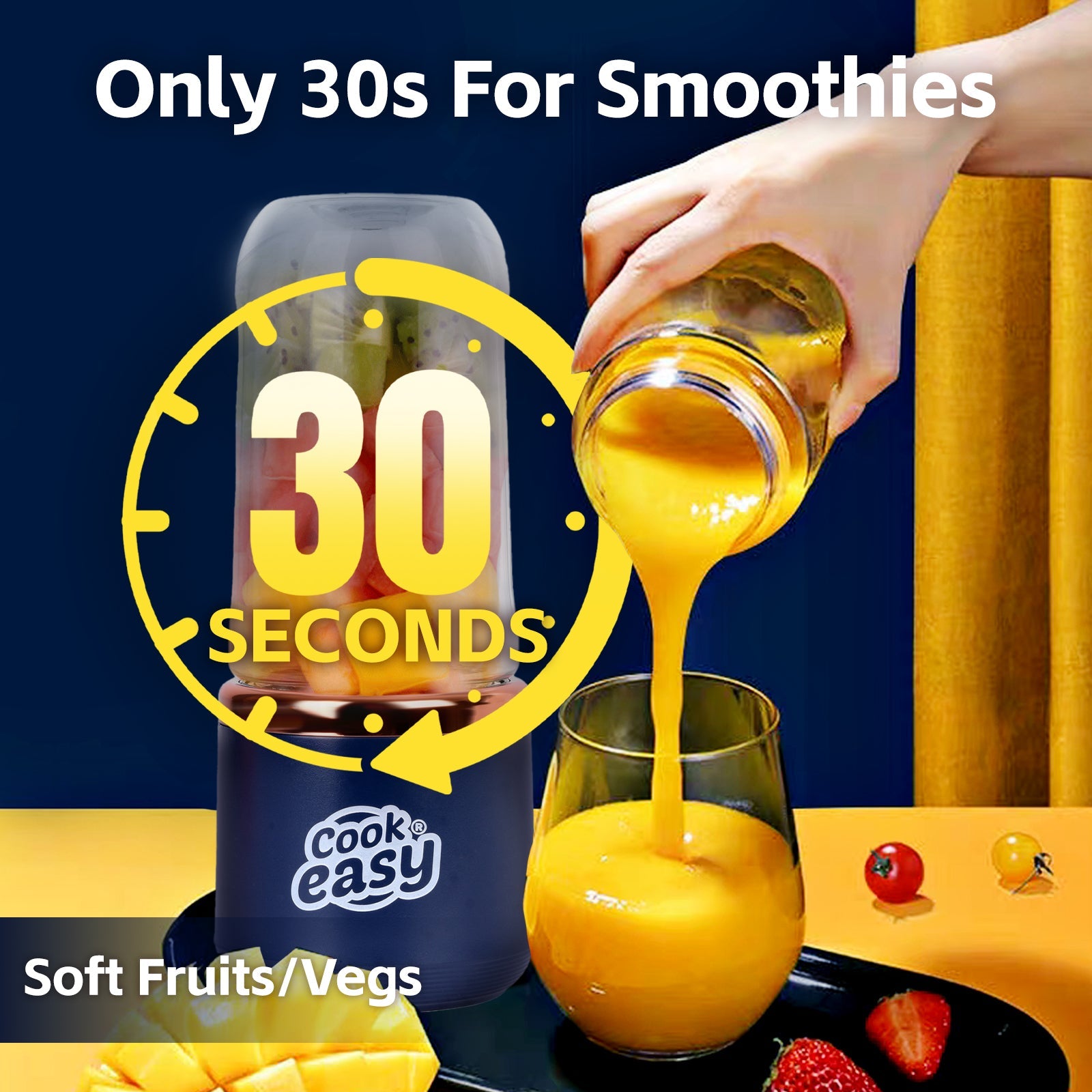 400ml USB-C Rechargeable Portable Juicer with Travel Lid - Personal Blender for Smoothies & Shakes V915-KU0366