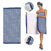 Rectangular Quick Dry Beach Towel with Tassel V915-LD0001-BL
