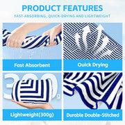Rectangular Quick Dry Beach Towel with Tassel V915-LD0001-BL