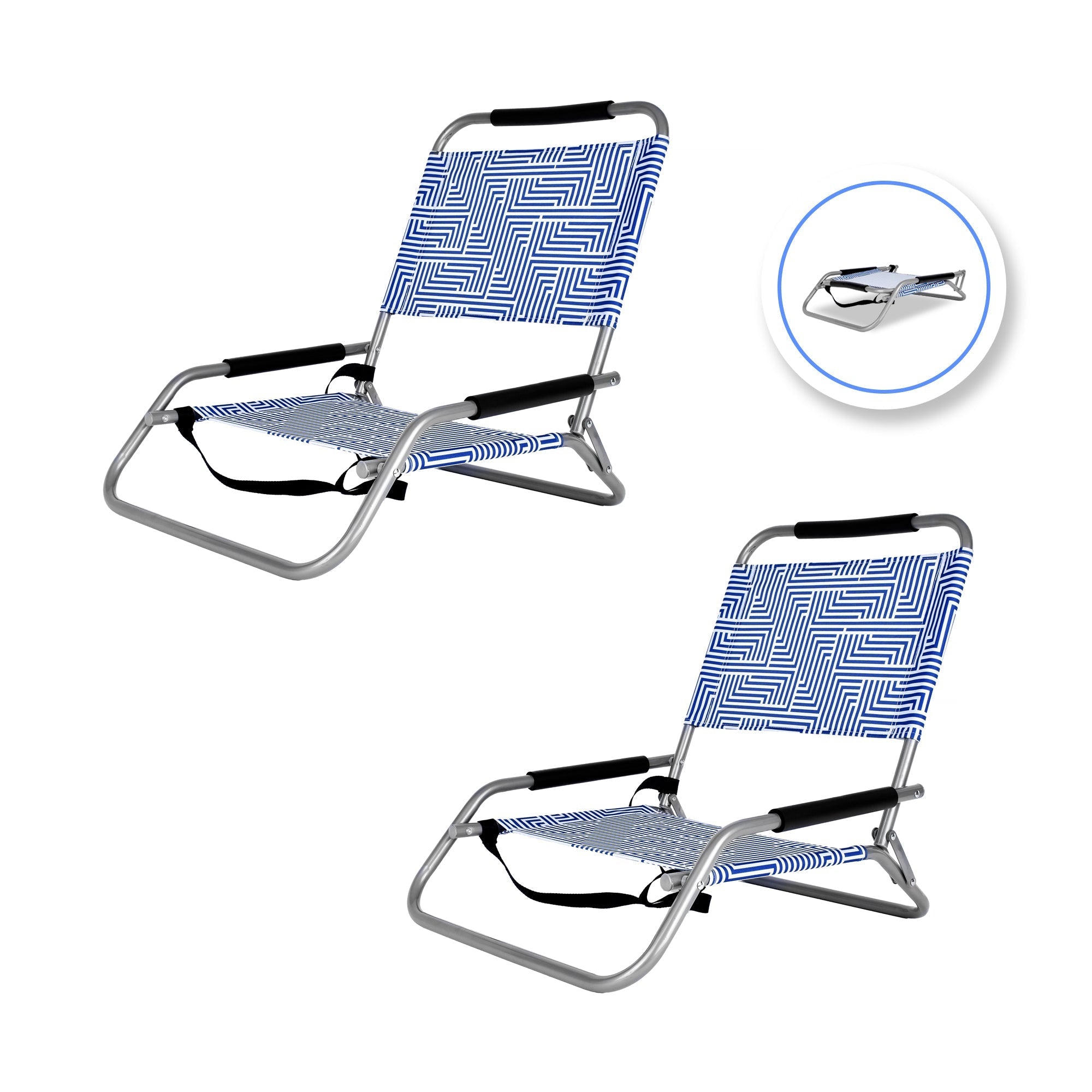 2pc Lazy Dayz Foldable Beach Chair - Makena V915-LD0005