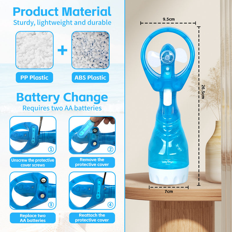 Lazy Dayz Water Spray Fan - Pink V915-LD0078-PK