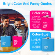 175ml Stainless Steel Hip Flask w Funny Quotes-Green V915-LD0084-GE